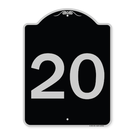 Signmission Sign with Number 20 Heavy-Gauge Aluminum Architectural Sign, 24" x 18", BS-1824-22902 A-DES-BS-1824-22902